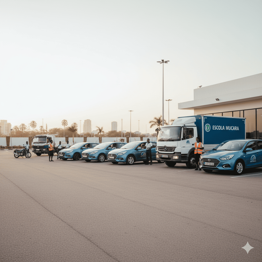 Frota de carros novos da Escola Mucara